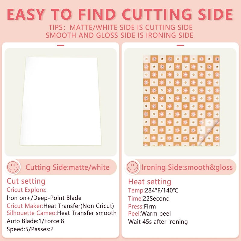 Tintnut Heat Transfer Vinyl - 12 Sheets 12 x 10 inches Retro HTV Groovy Heat Transfer Vinyl Daisy Patterned HTV Iron on Vinyl for Tshirts DIY Compatible with Cricut or Silhouette Cameo - Image 4